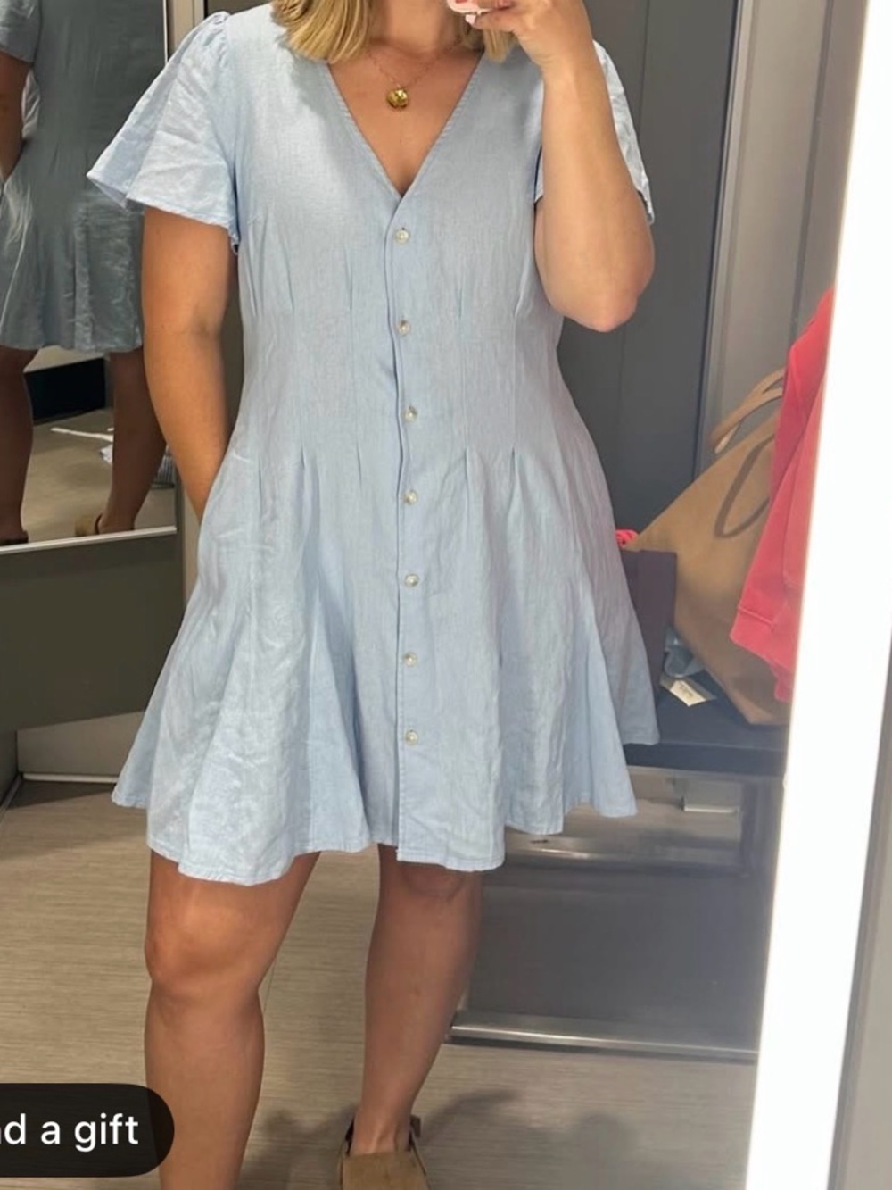 Universal Thread Light Blue Button-Front High-Low Dress